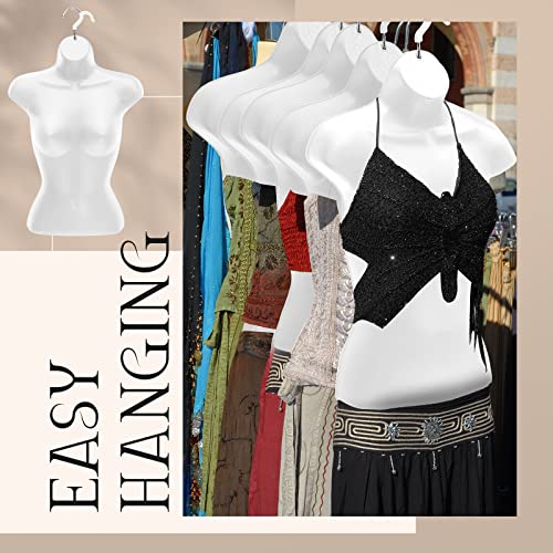 12 Pcs Hanging Mannequin Body Torso Female Women Dress Form With Hanger Hook Hip Long Hollow Back Mannequin Torso Thickened Plastic Shirt Mannequin Display White (About 22.8 X 15.7 Inch) #TOP6
