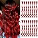 TOFAFA 16 Pcs Colored Hair Extensions Curly Wavy Clip in Synthetic Hairpiece Streak for Girls Women Kid, Multi-colors Party Highlights (Red)