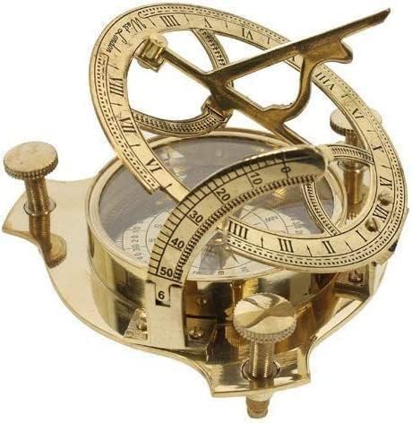 3" Sundial Compass - Solid Brass Sun Dial Rustic Vintage Home Decor Gifts Handmade by TSSI Handicraft