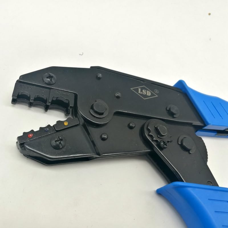 Close-up of crimping tool jaws showing die attachment points
