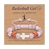 Eahoopfm Easter Basket Stuffers Cross Bracelet for Girls, Basketball Beaded Cross Bracelet Religious Jewelry for First Communion Confirmation Baptism Gifts for Girls