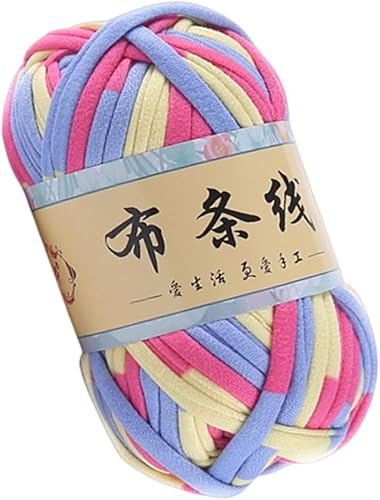 Hilo de camiseta para principiantes de ganchillo - Bolsa de manualidades a mano, manta, proyectos de cojín - Tela de punto de ganchillo - Multicolor