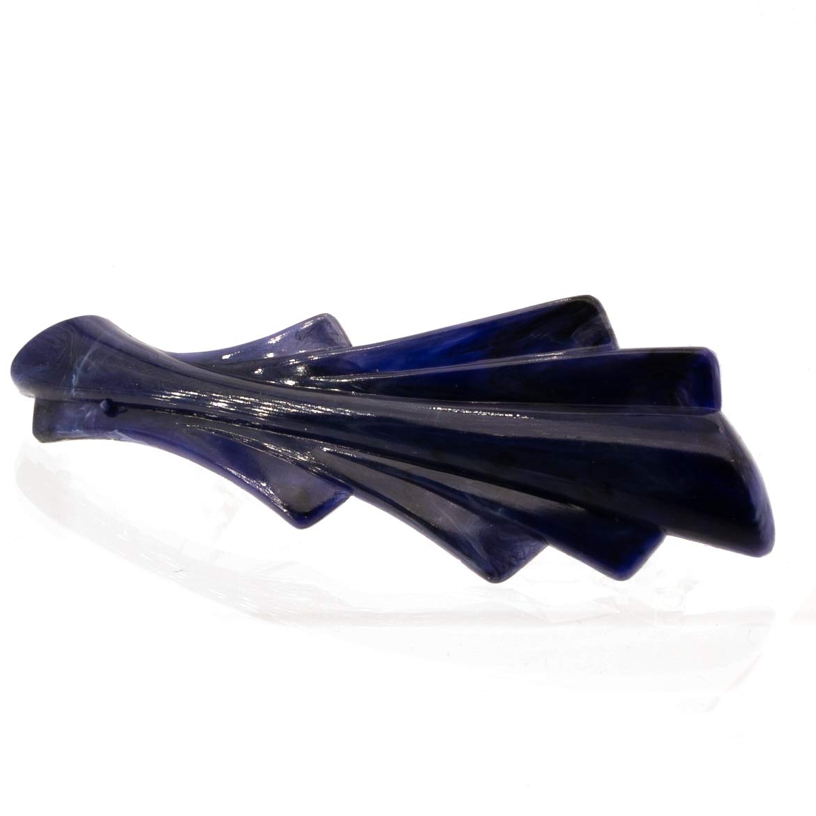 WeLoveBeads Patentspange Lapisblau Marmor – 8x2,8 Cm, Aus Acetat, Made In Germany, Mit Französischer Mechanik