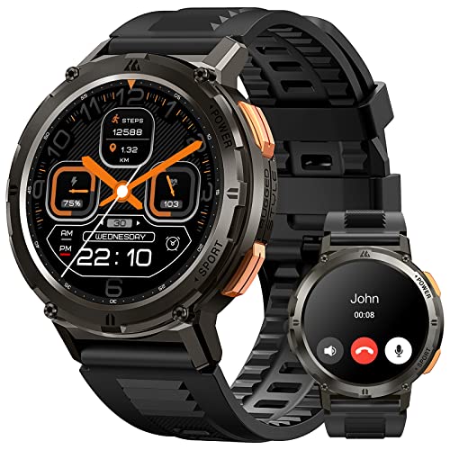 KOSPET Tank T4 GPS Smartwatch Herren, Voll Edelstahl, 6 Satelliten-System & Offline-Karten, 10ATM Wasserdicht (45 m Tauchen), 50-Tage Akku, Bluetooth-Anrufe, 24/7 Herzfrequenz/Schlafmonitor