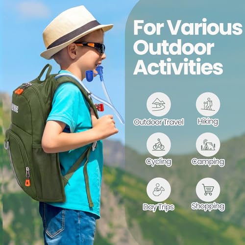 Shinylin 3 Pcs Kids Hydration Backpack with 1.5 L Water Bladder Hydration Water Backpack Lightweight Insulated Pack for Boy Girl Biking Climbing Running Hiking (Black, Khaki, Army Green) by Shinylin - Image 6