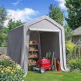 Quictent Heavy Duty 6x8FT Carport Shelter with Roll-Up Mesh Windows & Reinforced Frame, Portable Garage Canopy for Motorcycle Storage, Outdoor Equipment, Patio Furniture Cover - Silver Gray
