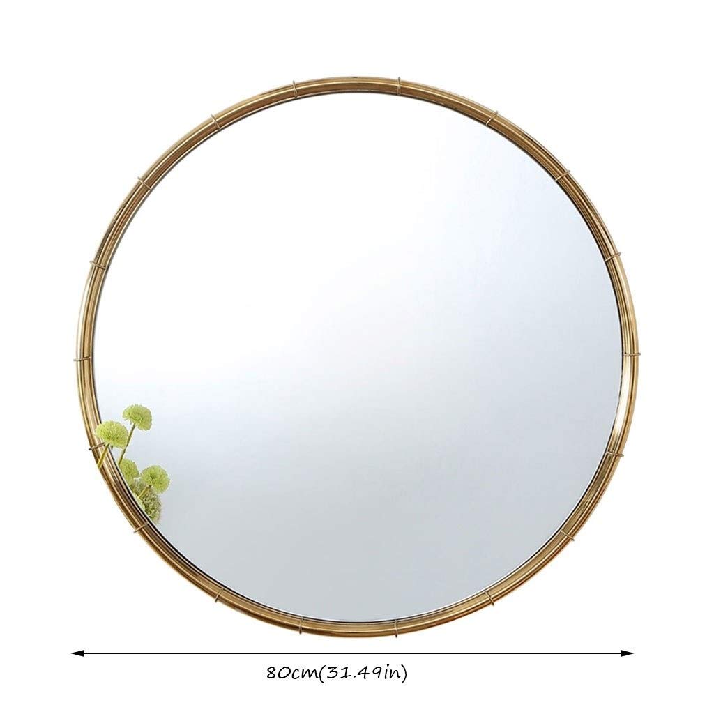Specchio Espejo de baño Redondo colgante, espejos de pared HD con Marco de Acero inoxidable y Metal, Ideal para pasillos y baños (80 cm)