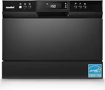 COMFEE’ Countertop Dishwasher, Energy Star Portable Dishwasher, 6 Place Settings & 8 Washing Programs, Speed, Baby-Care, ECO& Glass, Dish Washer for Dorm, RV& Apartment, Black