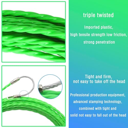 Image of 25M Professional Wire Puller for Electrician, Flexible Wire Lead Threading Device Tool, 25m Retractable Spiral Cable Puller with Green Fish Tape for Conduit Installation