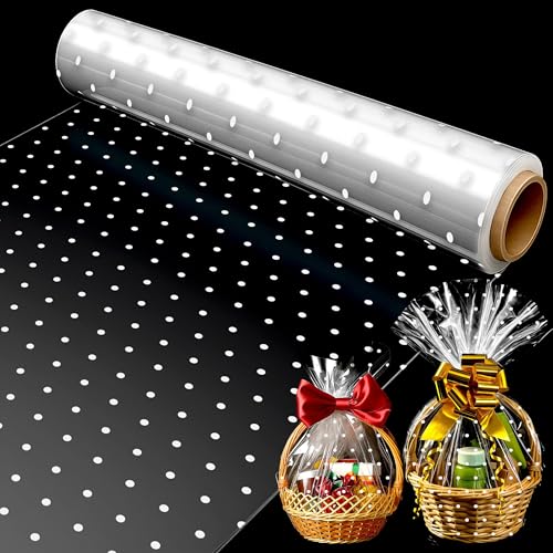volila Geschenkfolie Transparent (Weiße Punkte) – 40cm x 15m...
