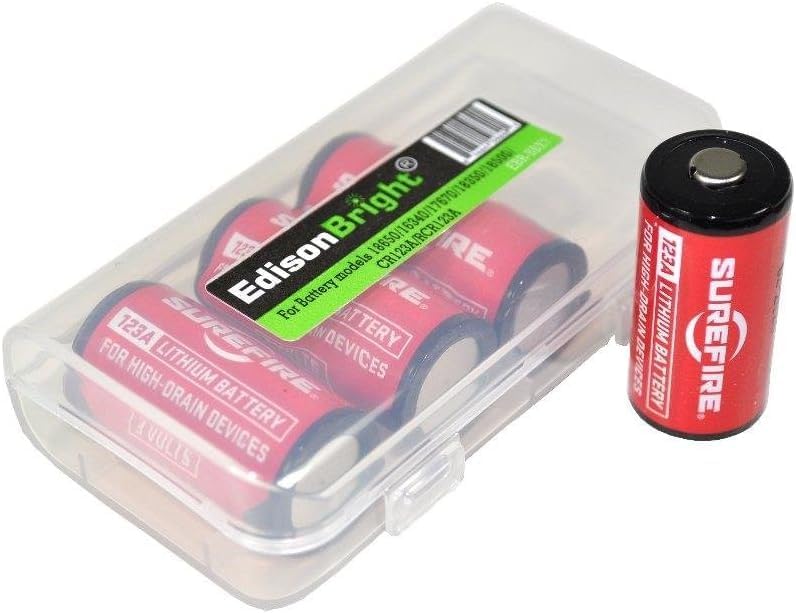 Miniatura 4 de EdisonBright Paquete de 8 baterías SureFire CR123A de litio (fabricadas en los Estados Unidos) SF123A BBX3 con 2 fundas de transporte de batería