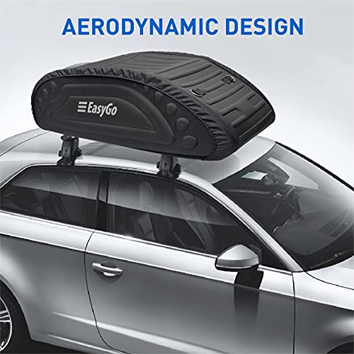 EasyGoProduct Aerodynamic Car Rooftop Cargo Carrier Bag - Soft Roof Top Luggage Bag for All Vehicles SUV with/Without Rack � Hard Sides - 4 Adjustable Straps � 8 Cubic Feet - Fold Flat Storage Bag