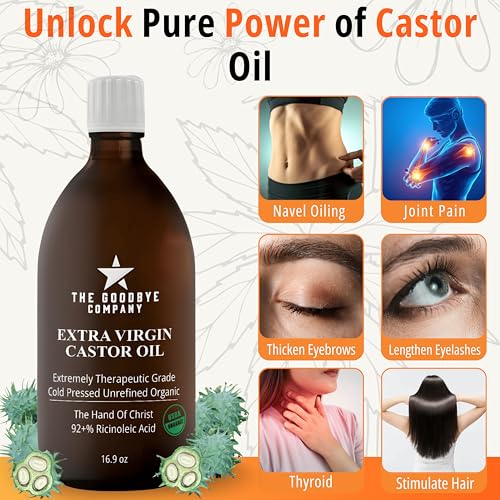 GoodBye Company USDA Organic Cold-Pressed Castor Oil, 16.9 oz Bottle Detail