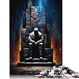 Puzle de 500 piezas con texto en inglés 'El que espera el trono – Rey Silencioso de Cenizas y Llama' para adultos, puzles de madera para regalo, juego de relajación (52 x 38 cm)