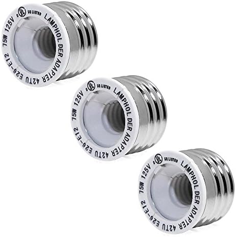 Glo-shine UL-listed 3Pack E26 to E12 Adapter Reducer- Converts E12 CandelabraBase light bulb to E26 MediumBase Socket (3PACK)