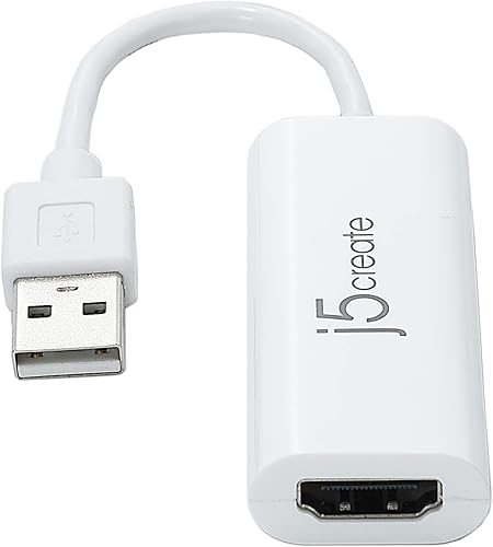 Vista 4 de j5create Adaptador de pantalla USB a HDMI - Convertidor de cable USB a HDMI 1080P para Windows (JUA195)