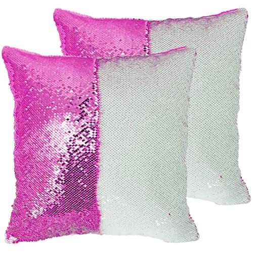 TCBESTO Lot de 2 housses de coussin réversibles à paillettes par sublimation - 40,6 x 40,6 cm - Lavande