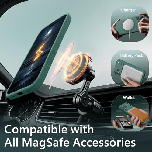 Image of FireNova Magnetic for iPhone 17 Pro Max Case, Compatible with MagSafe, [Integrated Silicone Camera Control Button] [Camera Protection] Anti-Scratch Microfiber Lining Phone Case, 6.9 inch, Midnight Green