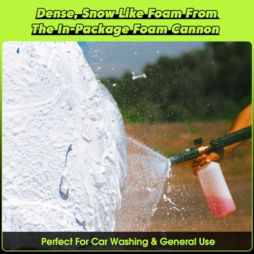 PowRyte Pressure Washer with Hose Reel, Foam Cannon, 4 Different Pressure Tips, Power Washer