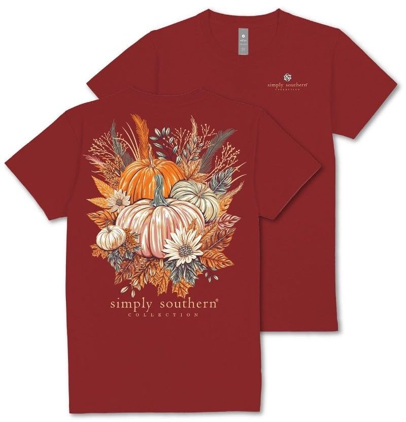 Simply Southern Fall Harvest - Pumpkins - Leaves - Adult T-Shirt