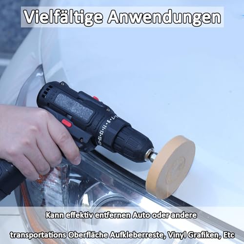 Folienradierer, Aufkleber Radiergummi, Gummi Radierscheibe mit Adapter, Radierscheibe, Radierer Aufkleber Entferner, Schaber Kunststoff, Professionellen Entfernen von Folien und Kleberesten