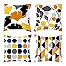 Lieson Juego de 4 fundas de almohada de 20 x 20 cm, color negro, amarillo, gris, 50 x 50 cm, rejilla de lunares de Ginkgo Biloba, poliéster
