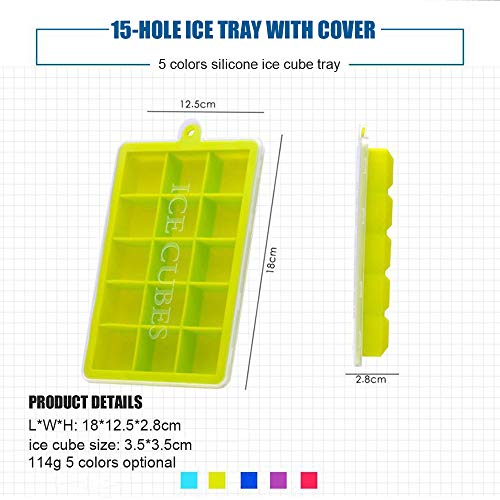KKmoon Bandejas de silicone para cubos de gelo com tampas Moldes para cubos de gelo quadrados Molde