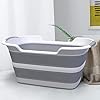 Collapsible Pet Bathtub with Water Drain Plug Foldable Bathtub for Puppy Small Dogs Cats Portable Space Saving Design BPA Free Grey