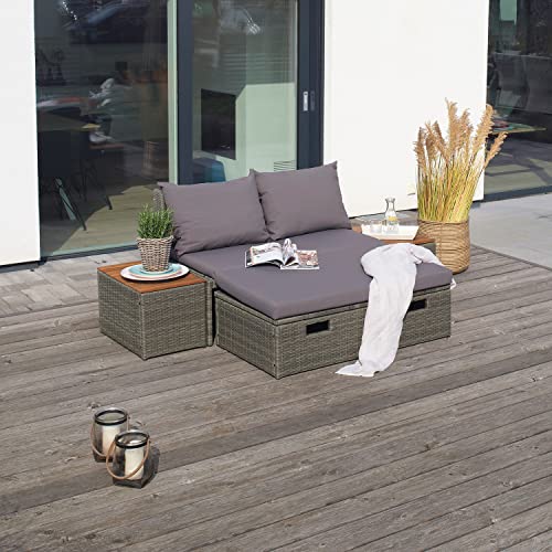 Green Spirit - Multifunktions Garten-Sofa Casitas - Grau, Polyrattan, für 2 Personen, Platzsparend, Wetterfest… – Bild 3