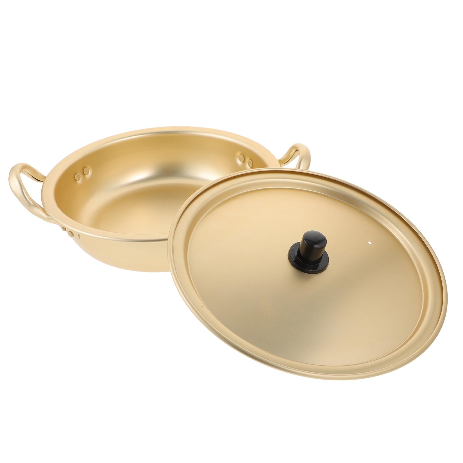 Luxshiny Korea Ramen Pot, Korean Ramen Cooking Pot with Lid Korean Noodle Pot Aluminum Noodle Hot Pot Shin Ramyun Pot for Kitchen Cookware (double Handle) (8.6in)