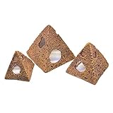 Amakunft Egyptian Pyramids Resin Aquarium Ornament, Reptile Shrimp Fish Hideouts Hiding Cave Fish Tank Landscaping Ornament (3 Packs)