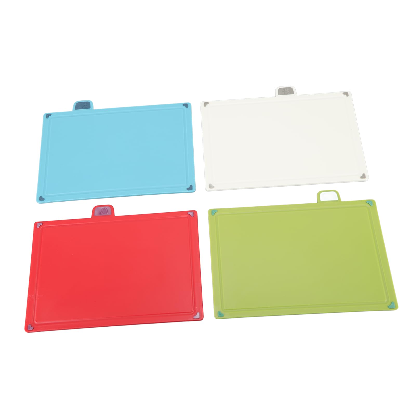 Cryfokt Juego de Tablas de Cortar de Goma Codificadas con Soporte de Almacenamiento para una Preparación Segura de Alimentos en Uso Doméstico y Comercial, 4 Colores Incluidos