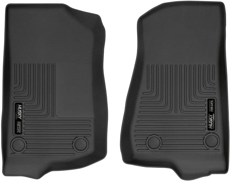 Husky Liners Weatherbeater Floor Mats | Fits 2018-2026 Jeep Wrangler JK/JL & 2020-2026 Jeep Gladiator | Front Row, 2-pc Black - 13021