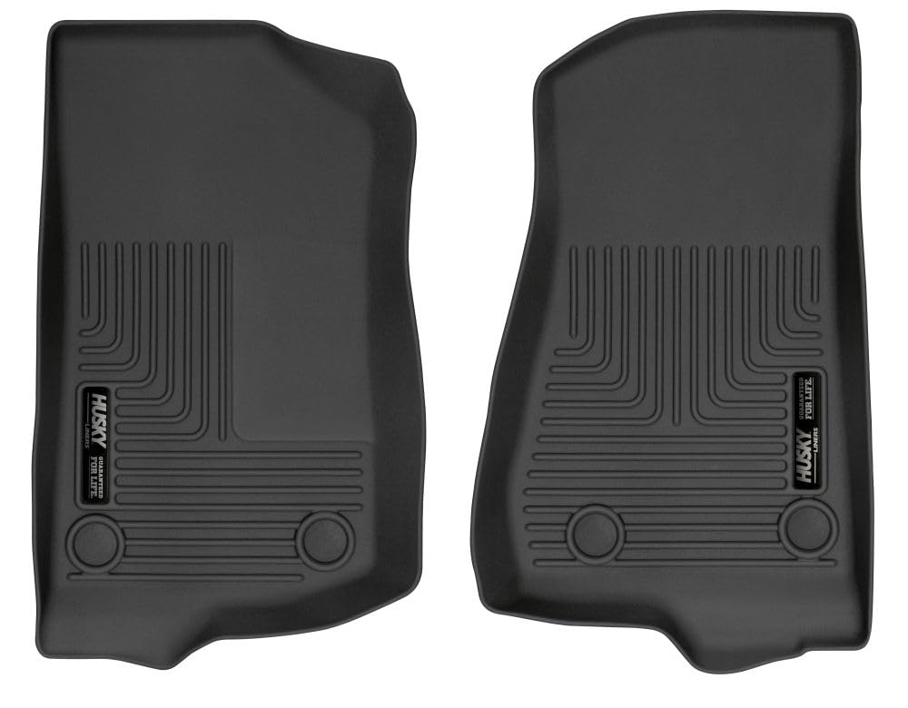 Husky Liners Weatherbeater Floor Mats | Fits 2018-2026 Jeep Wrangler JK/JL & 2020-2026 Jeep Gladiator | Front Row, 2-pc Black - 13021