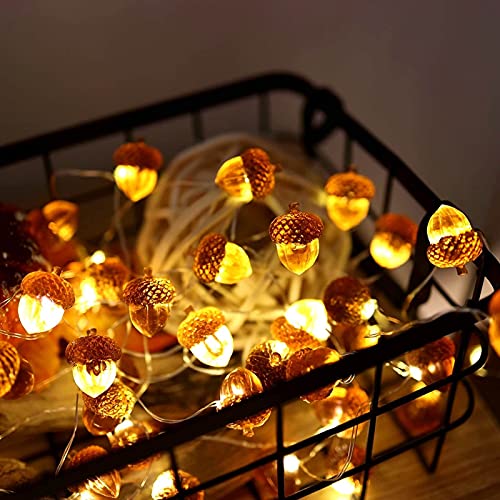 Thanksgiving Decorations Fall Lights Acorn String Lights Forest Décor Fairy Decorative Lights 30 Leds 10Ft Usb Powered With Remote For Bedroom Farmhouse Home Holiday Thanksgiving Decoration #TOP4