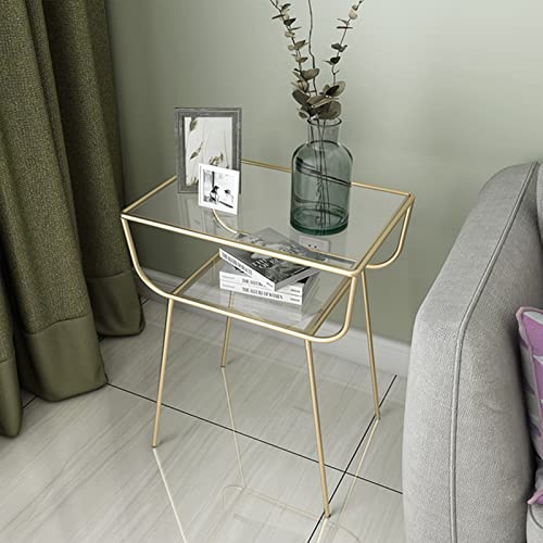 Ekr Nightstand Bedside Table Top 2 Tempered Glass Tiers, Side Table Small End Table Metal Gold For Living Room Balcony Bed Room Living Furniture Home And Kitchen #TOP4