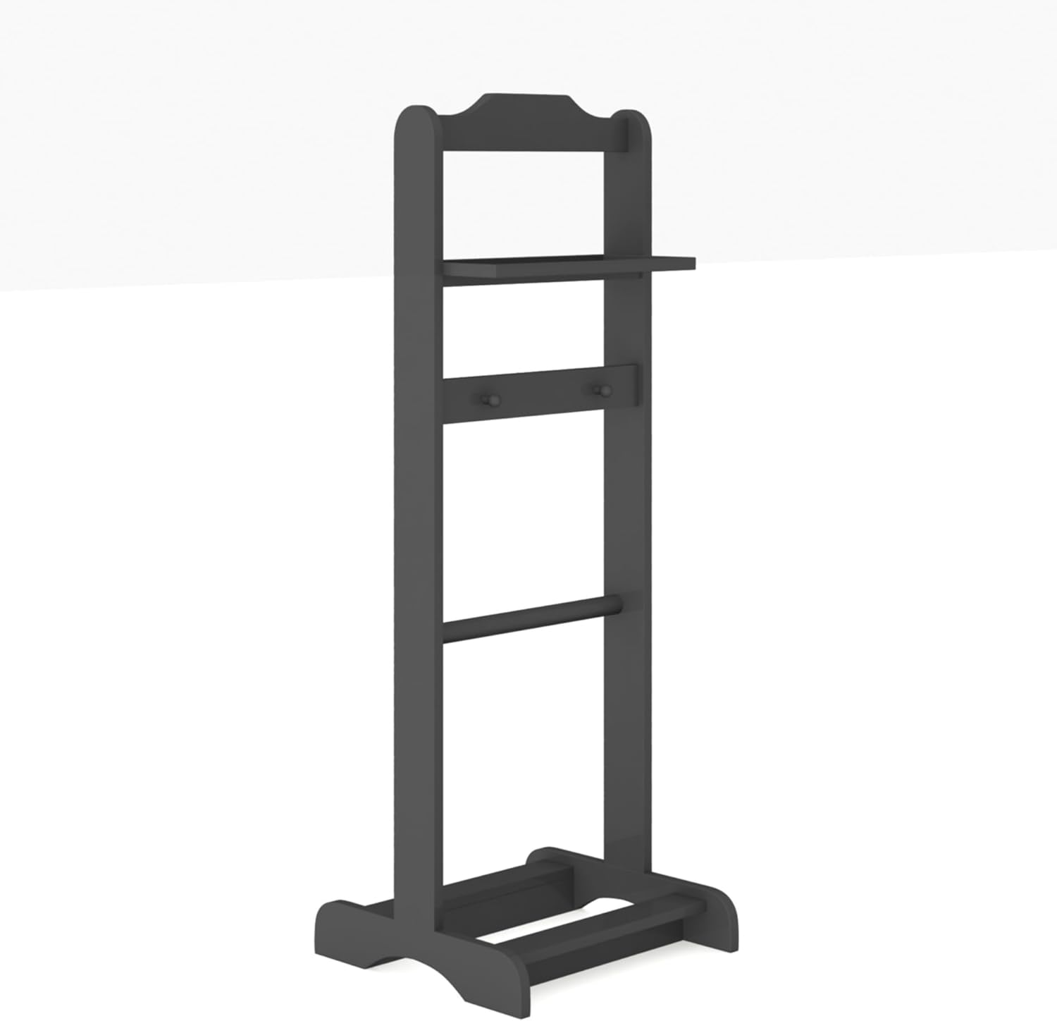 Ochine Freestanding Valet Stand with Storage Organizer, Wooden Garment Rack, Shoe Shelf, Portable Coat Stand, Clothes Rack for Entryway, Living Room, Bedroom, Office