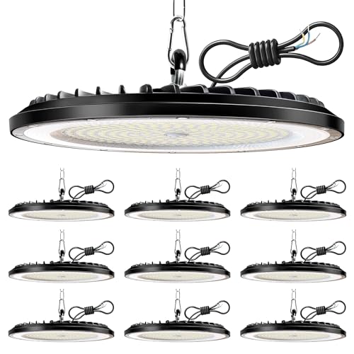 10 Pack Faretto LED UFO 200W, 30000LM 6000K Lampada Officina Super Luminose Bianco Freddo, IP65 Impermeabile Industriale Faretto, Lampada LED per Garage, Magazzini, Fabbrica, Stadio Coperto