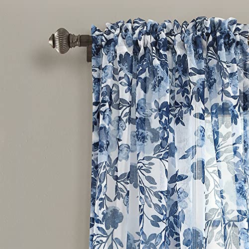 Lush Decor Tanisha Curtains, Sheer Window Panel Set, Floral Vine Print, Beautiful, Modern, Elegant Home Decor, 38" W x 84" L - Image 2