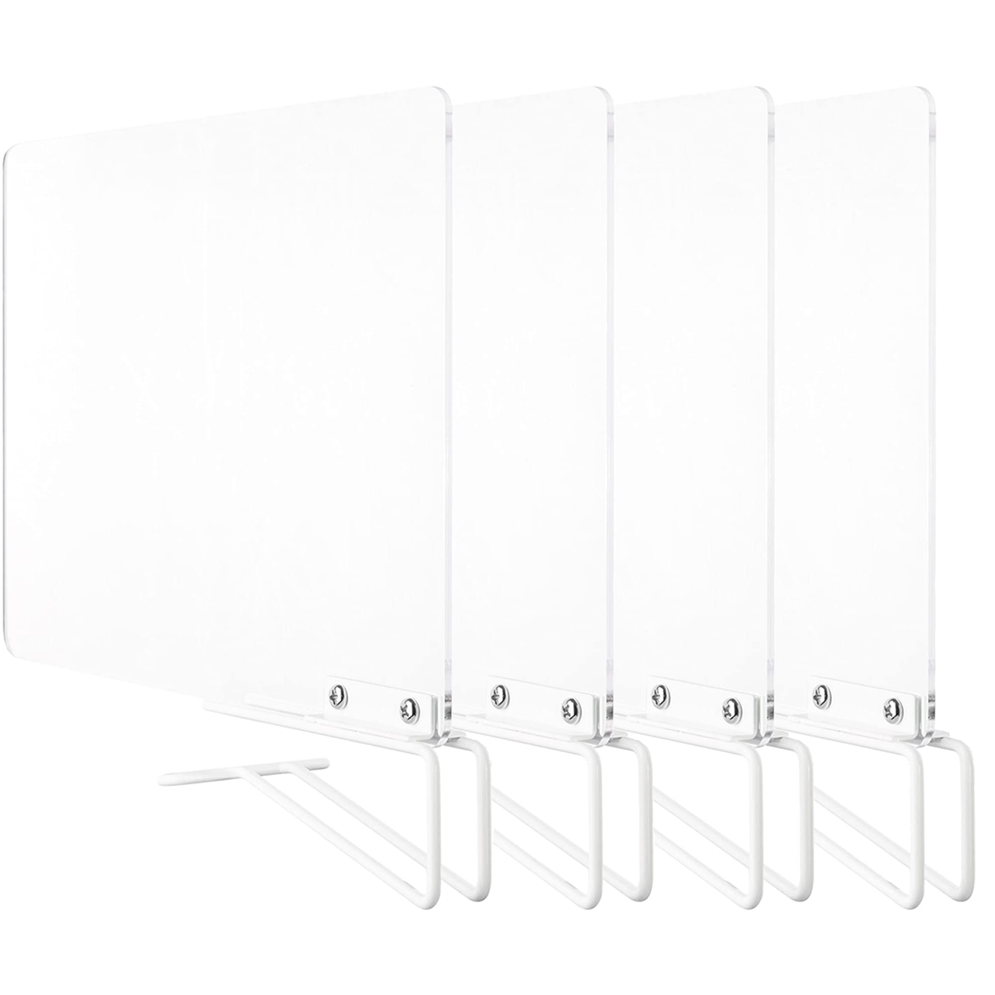Buy Set of 4 Acrylic Closet Shelf Dividers With White Metal Clamp