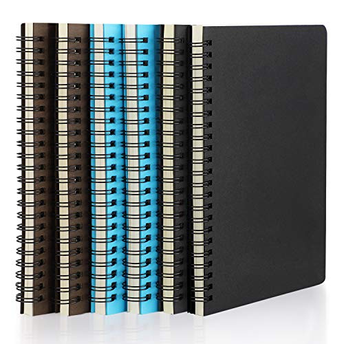 EUSOAR Spiral Lined Notebook, A5 6 packs 5.5x8.3 inches Lined Travel Writing Notebooks Journal, Memo Notepad Sketchbook, Students College Office Business Diary Ruled Spiral Book-3Colors Covers