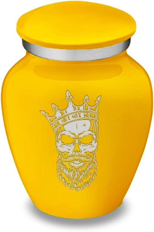 Geturns Embrace Keepsake Skull Cremation Urns for Human Ashes I Yellow Funeral Urn for Men and Women I 3.5 lbs