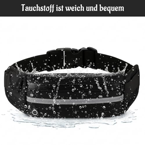Laufgürtel mit Handyfach – Laufgürtel Handy – wasserdichte Handytasche für Damen & Herren – Running Belt mit Verstellbarem Gurt – Lauftasche als Jogging Zubehör