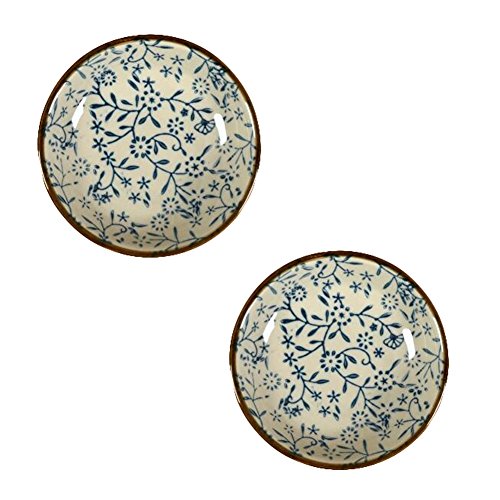 Kylin Express 2PCS Round Chinese Creative Small Dishes Snack Plate Sauce Dish Mustard Sauce Ceramic Saucepan, E