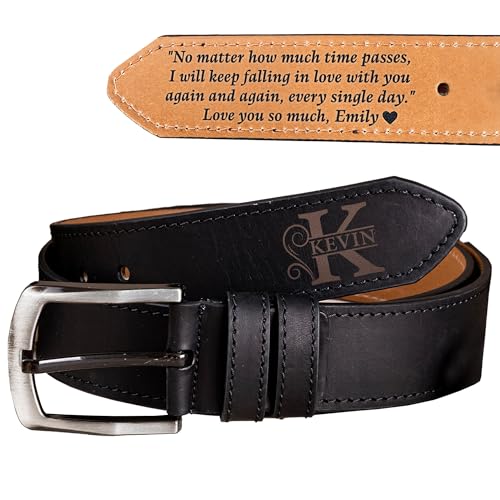 Personalized Belts For Men | Valentines Day Gifts for Men Boyfriend Husbund | Custom Leather Belt For Dad Husband Father | Unique Gift for Wedding Anniversary Christmas