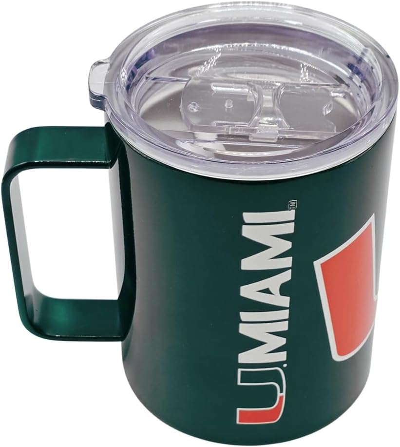 Logo Brands NCAA Hype Double Wall Vacuum Insulated 15oz Stainless Steel Mug (Miami Hurricanes) - Image 4