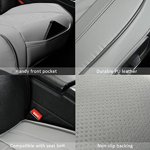 Image of GIANT PANDA Premium PU Leather Front Car Seat Cover Protector Anti-Slip Bottom Seat Cover Fits 95% of Vehicles, Wrapping Around The Bottom (2 Packs - Grey)
