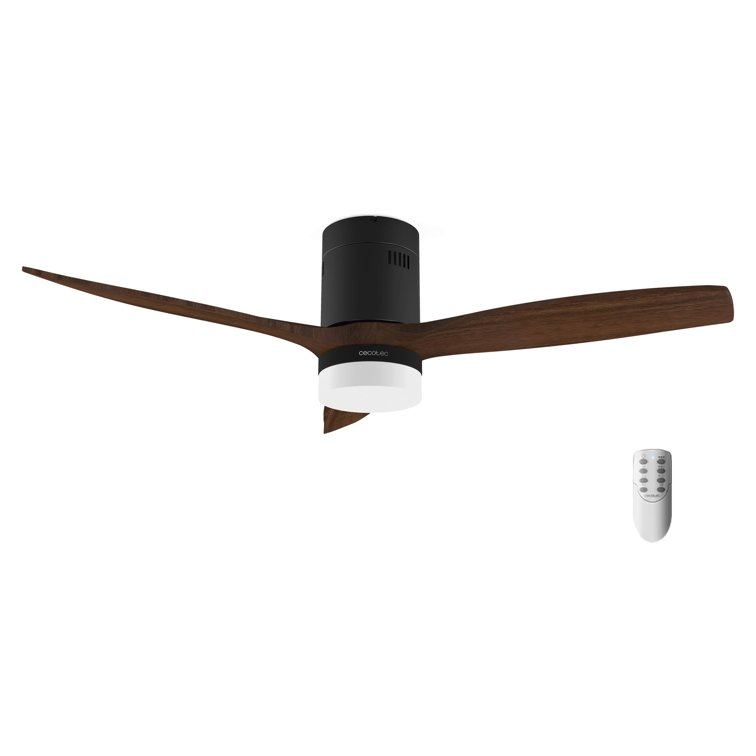 Cecotec Ventilador de Techo con Luz LED Energysilence Aero 5600 Classic Black. 40W, Motor DC, Diámetro 132cm, 3 Aspas, LED 18W, Temporizador, 6 Velocidades, Mando a Distancia, Función Verano/Invierno