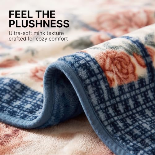 Image of BSB HOME 280 GSM Mink Blanket, Premium Soft Warm Cozy Plush Blanket for Double Bed, Ultra Soft Comfortable Winter Bedding, Elegant Printed Blanket, 90 x 100 Inches (229 x 254 cm) - Deep Teal