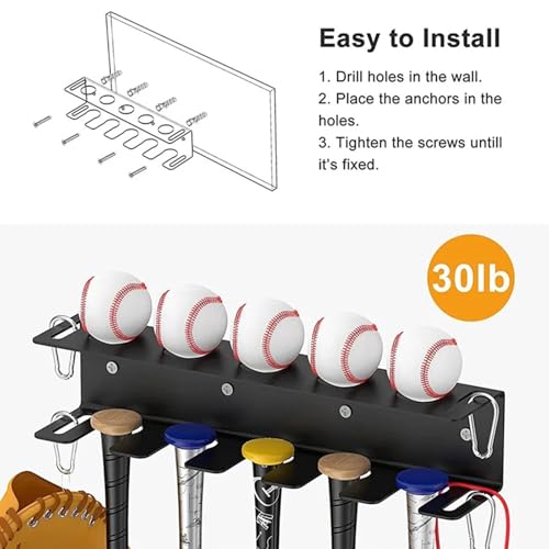 Support de rangement mural vertical pour batte de baseball anti-encombrement